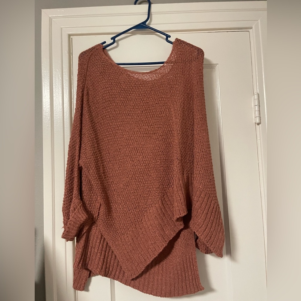 She+Sky Womens V-neck Rose Open Knit Sweater One Size Pullover Lightweight